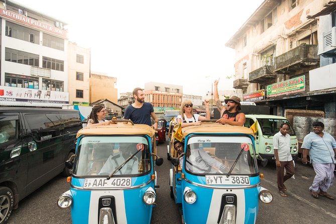 Colombo Tuk Tuk Safari - Drinks, rain covers, and Colombo street time reality